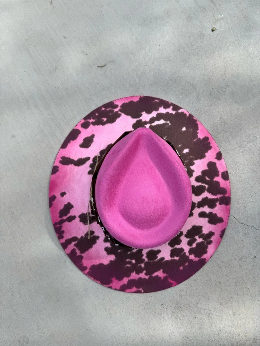 Pink cowhide rancher style cowboy hat western boho wide brim hat